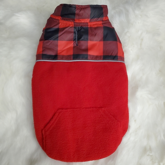 NWT SCIROKKO Red Plaid Polar Fleece Dog Vest Winter Warm Coat Reversible Jacket - Picture 6 of 9
